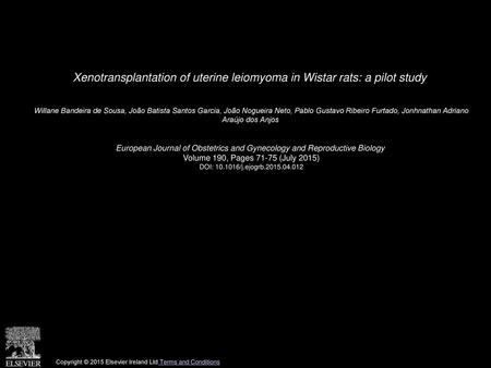 Xenotransplantation of uterine leiomyoma in Wistar rats: a pilot study