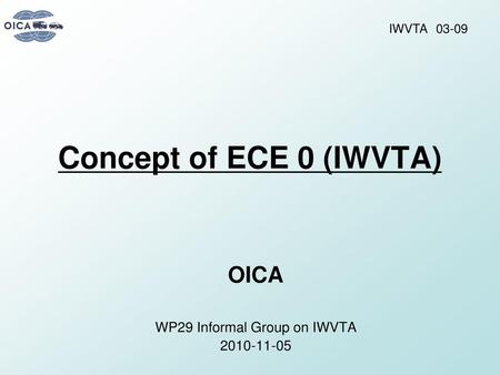 OICA WP29 Informal Group on IWVTA