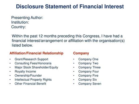 Disclosure Statement of Financial Interest