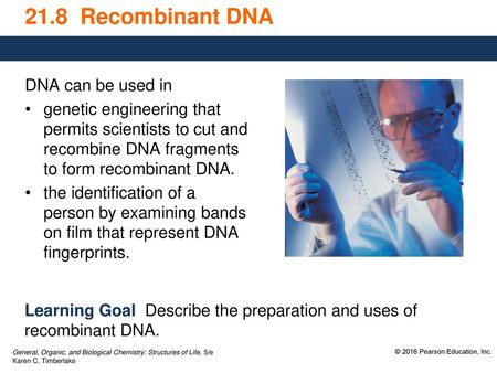 21.8 Recombinant DNA DNA can be used in