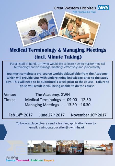Medical Terminology & Managing Meetings (incl. Minute Taking)
