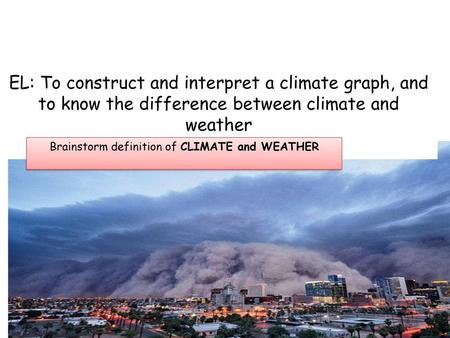 Brainstorm definition of CLIMATE and WEATHER