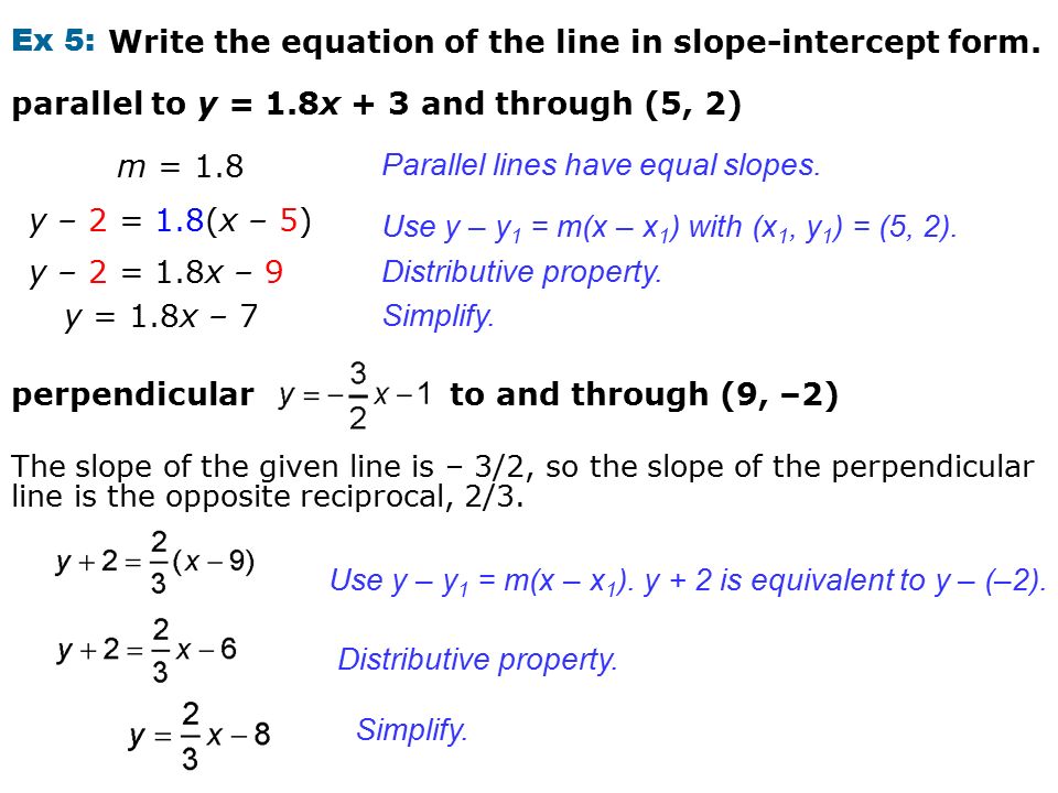 slope intercept form with parallel lines
 Write An Equation In Slope Intercept Form For A Line ...