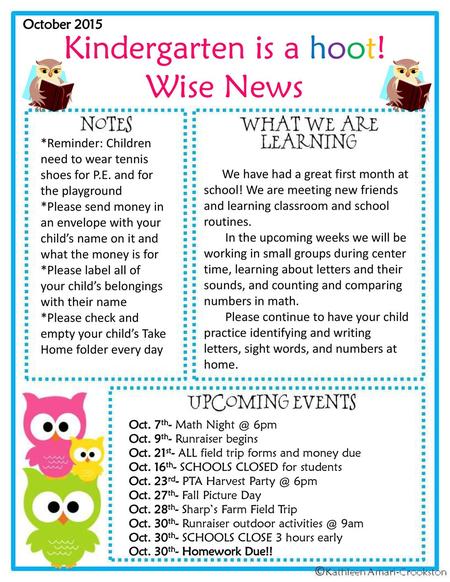 Kindergarten is a hoot! Wise News October 2015