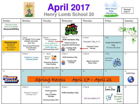 Emergency Response Team Meeting Spring Recess April 17 – April 21