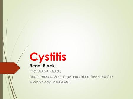 Cystitis Renal Block PROF.HANAN HABIB