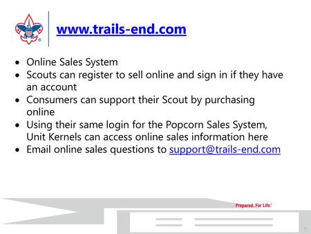 Scouts can register to sell online and sign in if they have an account
