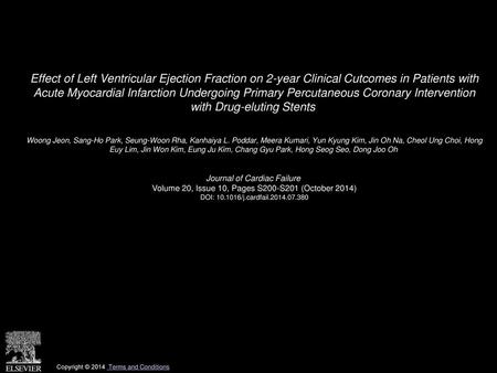 Effect of Left Ventricular Ejection Fraction on 2-year Clinical Cutcomes in Patients with Acute Myocardial Infarction Undergoing Primary Percutaneous.