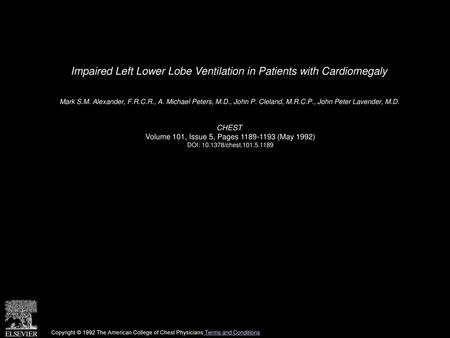 Impaired Left Lower Lobe Ventilation in Patients with Cardiomegaly