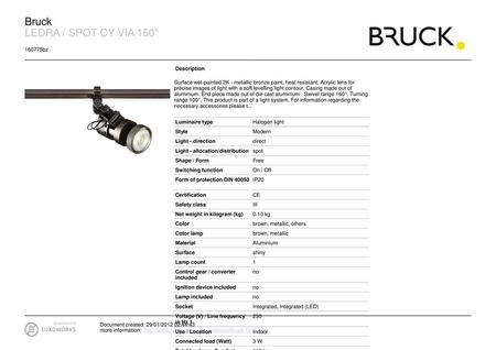 Bruck LEDRA / SPOT CY VIA 160° bz Description