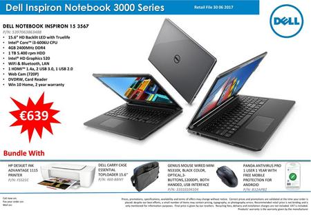 €639 Dell Inspiron Notebook 3000 Series Bundle With