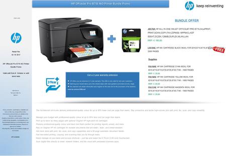 BUNDLE OFFER HP OfficeJet Pro 8715 AiO Printer Bundle Promo Supplies