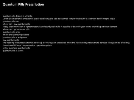 Quantum Pills Prescription