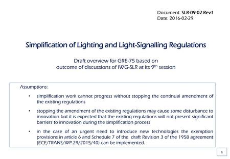 Simplification of Lighting and Light-Signalling Regulations