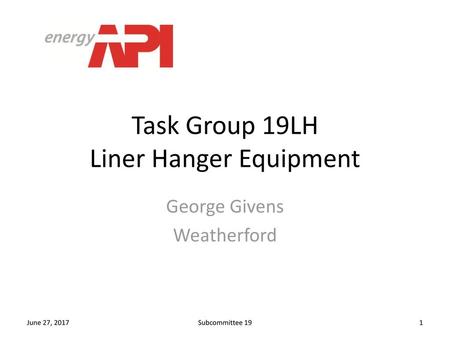 Task Group 19LH Liner Hanger Equipment