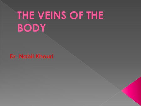 THE VEINS OF THE BODY Dr. Nabil Khouri.