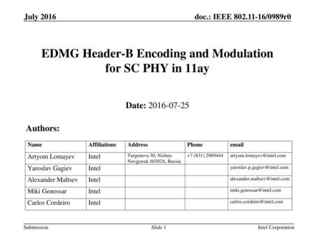 EDMG Header-B Encoding and Modulation for SC PHY in 11ay