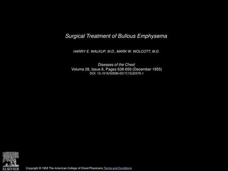 Surgical Treatment of Bullous Emphysema