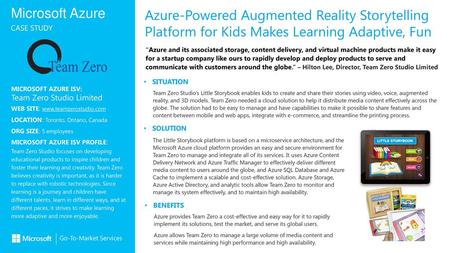 Azure-Powered Augmented Reality Storytelling Platform for Kids Makes Learning Adaptive, Fun “Azure and its associated storage, content delivery, and virtual.