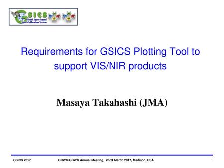 Requirements for GSICS Plotting Tool to support VIS/NIR products