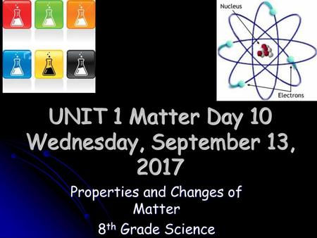 UNIT 1 Matter Day 10 Wednesday, September 13, 2017