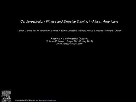 Cardiorespiratory Fitness and Exercise Training in African Americans