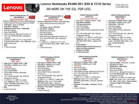 Lenovo Notebooks B5400 B51 B50 & V310 Series
