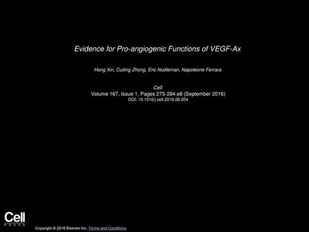 Evidence for Pro-angiogenic Functions of VEGF-Ax