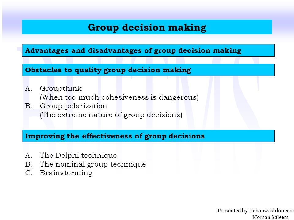 Group Decision Making Advantages 104