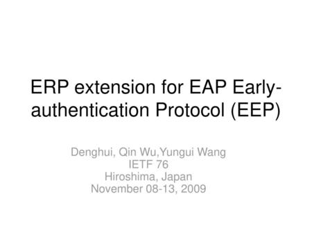 ERP extension for EAP Early-authentication Protocol (EEP)