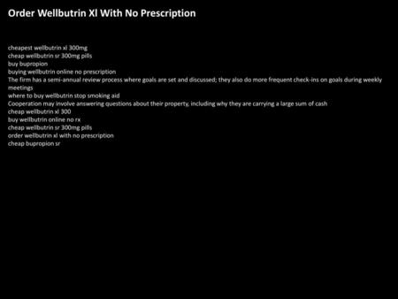 Order Wellbutrin Xl With No Prescription