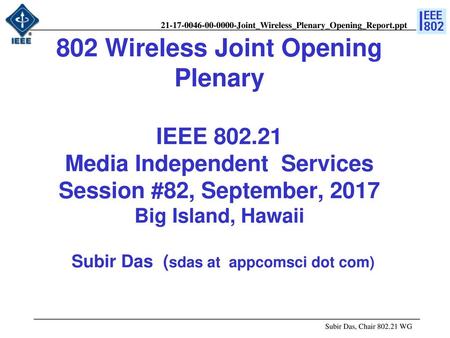 doc.: IEEE /xxxr0 Subir Das (sdas at appcomsci dot com)