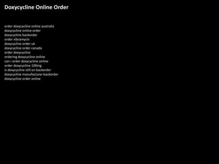Doxycycline Online Order