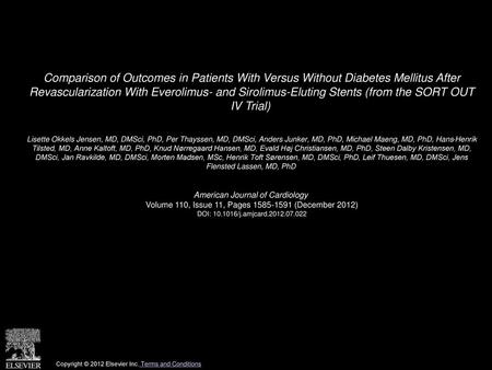Comparison of Outcomes in Patients With Versus Without Diabetes Mellitus After Revascularization With Everolimus- and Sirolimus-Eluting Stents (from the.