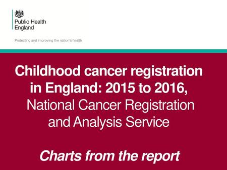 Childhood cancer registration in England: 2015 to 2016, National Cancer Registration and Analysis Service Charts from the report.
