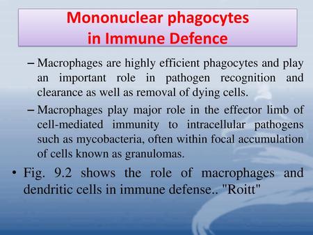 Mononuclear phagocytes in Immune Defence