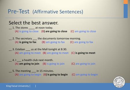 Pre-Test (Affirmative Sentences)