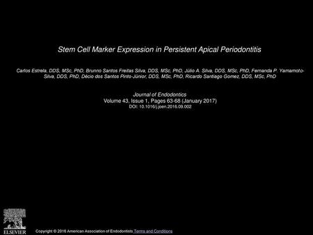 Stem Cell Marker Expression in Persistent Apical Periodontitis