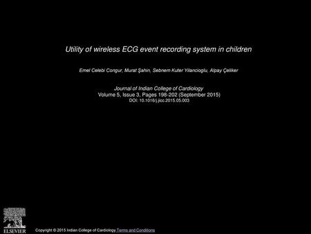 Utility of wireless ECG event recording system in children