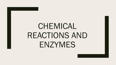 Chemical reactions and Enzymes