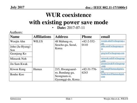WUR coexistence with existing power save mode