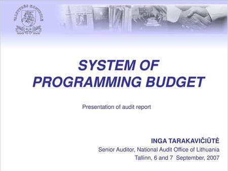SYSTEM OF PROGRAMMING BUDGET