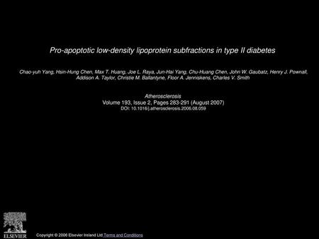 Pro-apoptotic low-density lipoprotein subfractions in type II diabetes
