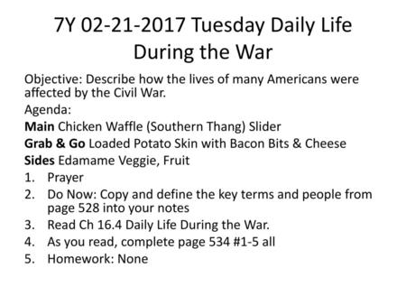 7Y Tuesday Daily Life During the War