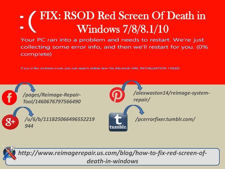 FIX: RSOD Red Screen Of Death in Windows 7/8/8.1/10