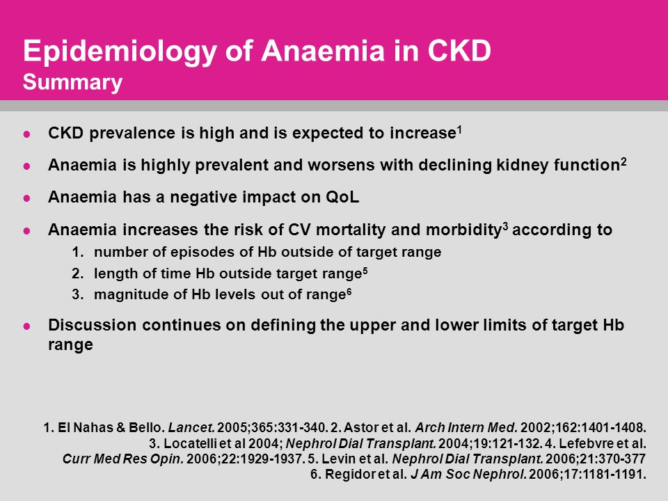 epidemiology of anaemia in ckd