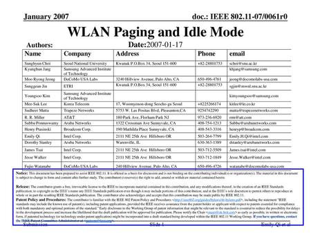 WLAN Paging and Idle Mode