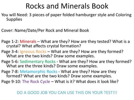 Rocks and Minerals Book