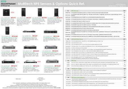 Multitech HPE Servers & Options Quick Ref.