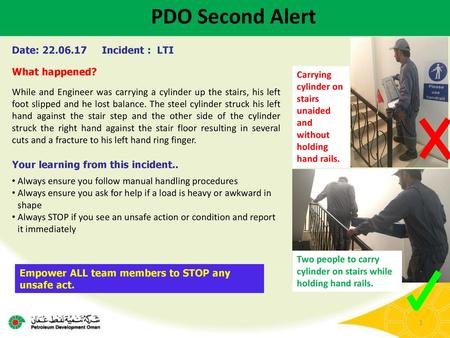 PDO Second Alert Date: Incident : LTI What happened?